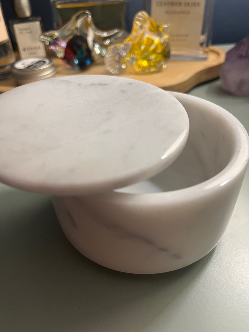 White Marble Trinket Jar with Lid